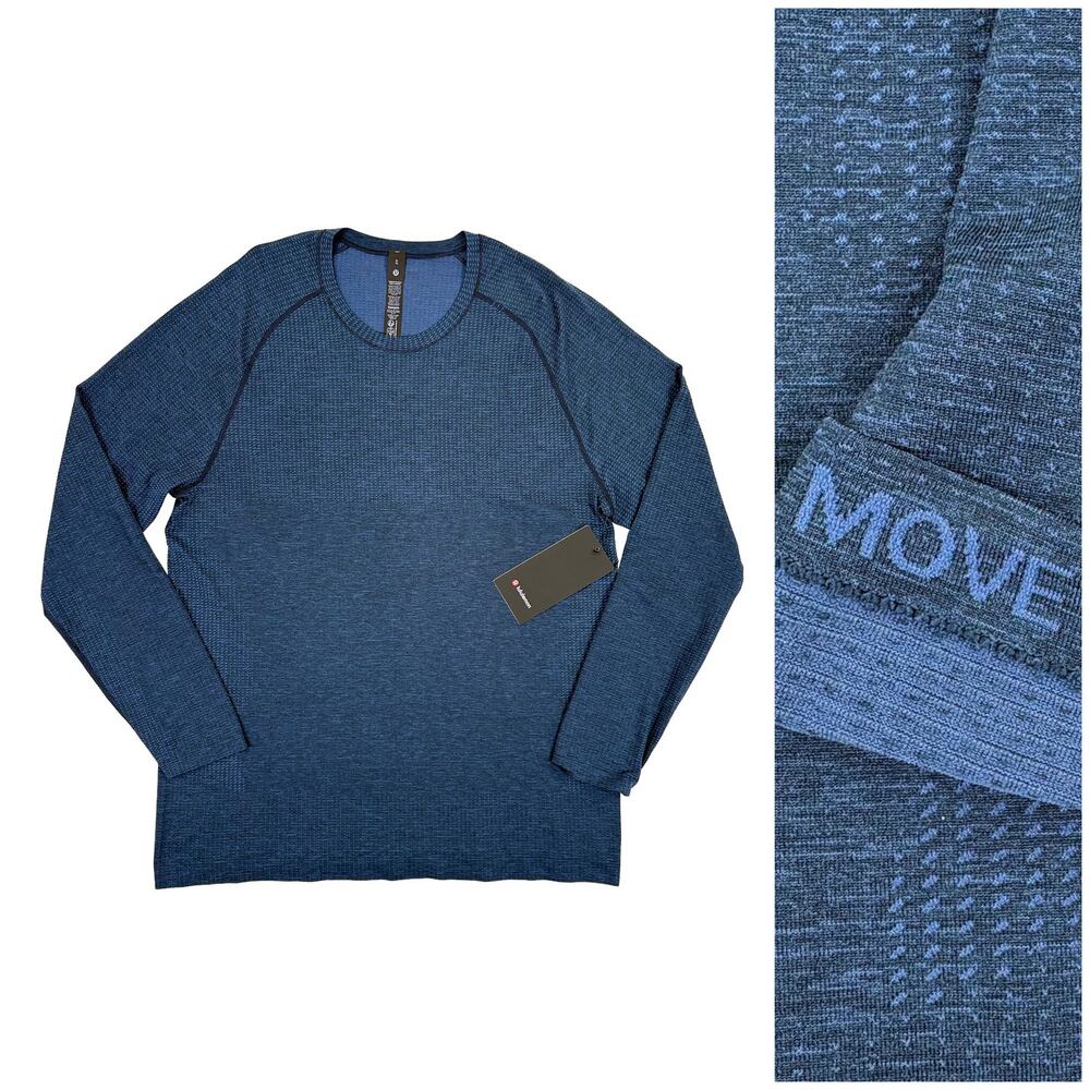 Lululemon Metal Vent Tech Long Sleeve Top Mens XL NWT Blue Seamless Athletic